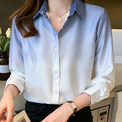 Fashion Long Sleeve Office Lady Turn Down Collar Chiffon Blouse Shirt Women Tops J603