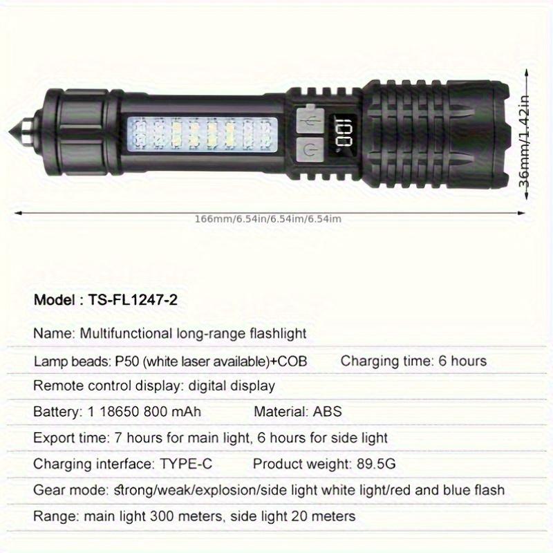 LED High Brightness Flashlight and Safety Hammer, Emergency Escape Tool,seat Belt Cutter and Window Glass Breaker,suitable for Camping,hiking,camping