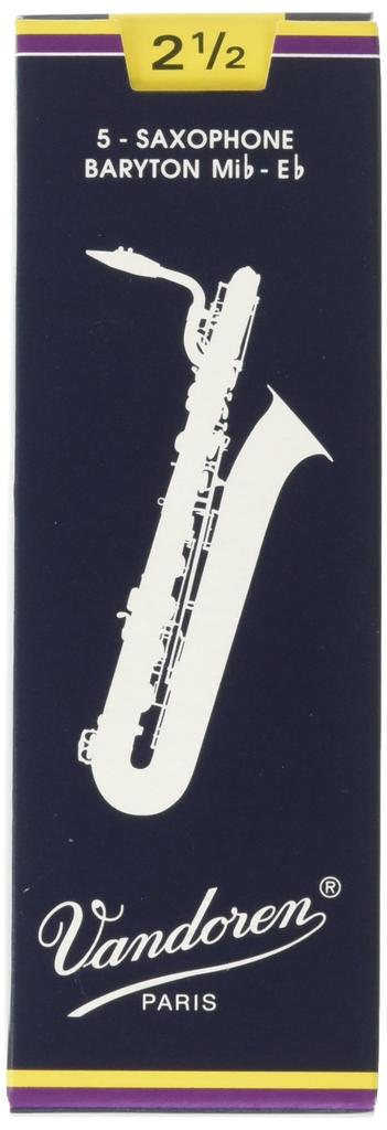 Vandoren Baritone Saxophone Reeds, Traditional, Hardness: 2-12 (5 reeds per pack)
