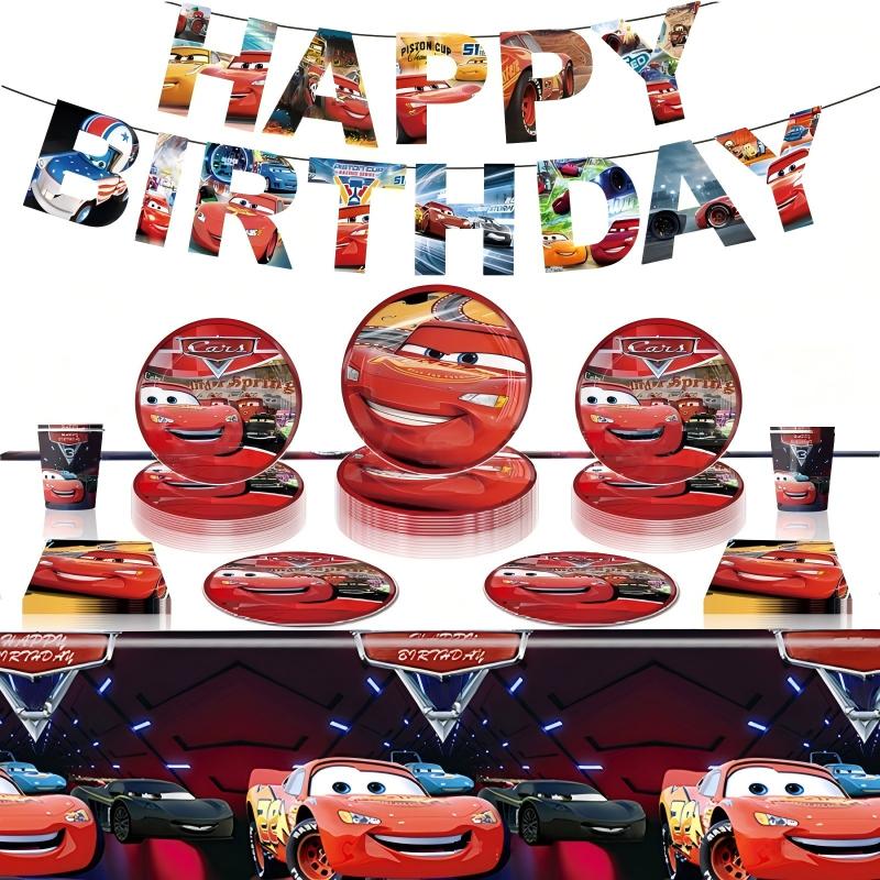 Cartoon Cars Theme Birthday Party Decoration Car Tableware Banner Tablecloth Paper Plates Cups Balloons Birthday Party Supplies