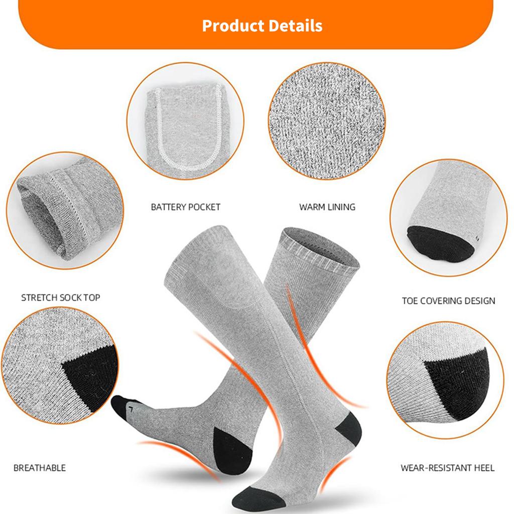 Thermal Warming Sock Rechargeable for Men Women Skiing Winter Outdoor Heated Sock Rechargeable Electric Heating Sock