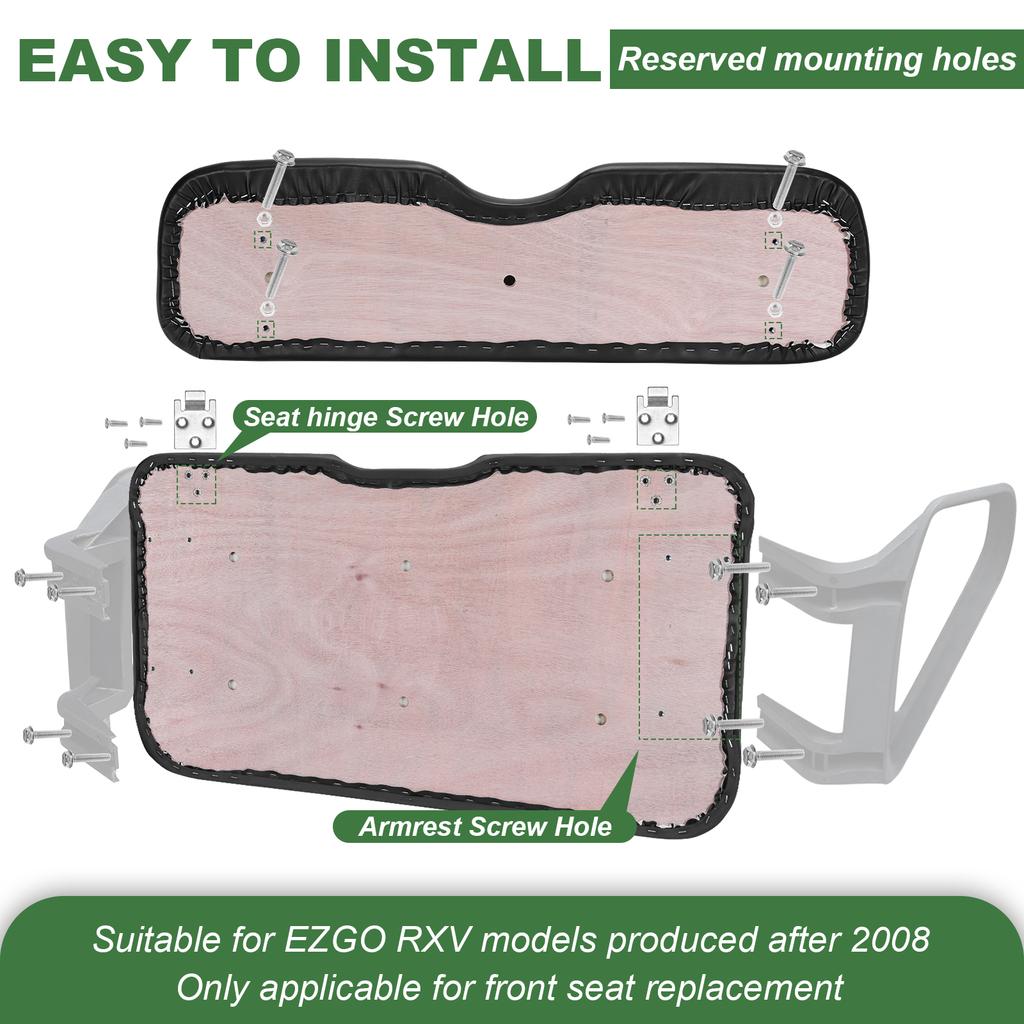 Golf Cart Front Seat Bottom & Backrest Assembly Seat Bottom and Back Cushion Set Compatible for EZGO RXV 2008-up Models
