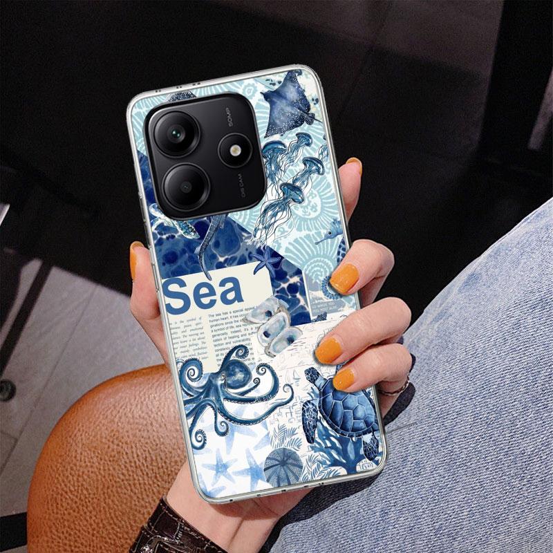 Ocean Starfish Sea Turtle Shark Phone Case For Xiaomi Redmi Note 15 14 13 12S 12 11 Pro Plus 14S 11S 11E 10 10S 11T 5G Personali