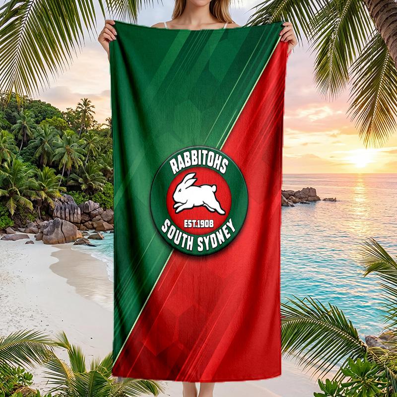 Asciugamano da Spiaggia alla Moda South Sydney Rabbitohs Asciugamano Portatile Morbido Asciugatura Rapida per Nuoto Campeggio Vacanze