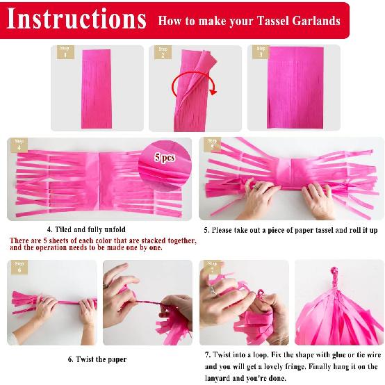 White Tassel Garland 20 Pcs, Tissue Paper Tassels Garland Banner for Party Birthday Wedding Decoration Baby Shower Table Decor