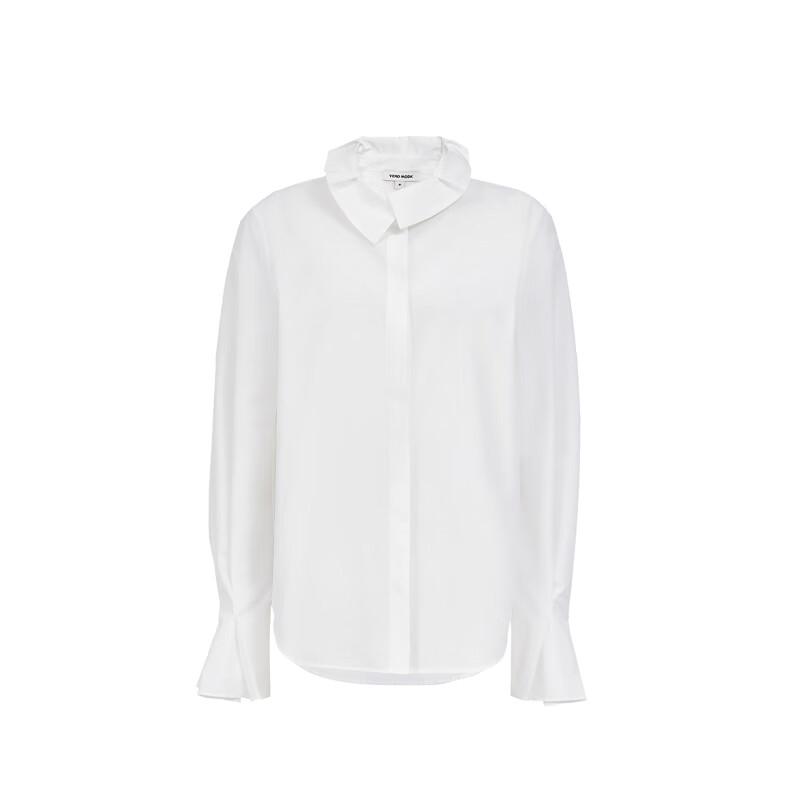 VEROMODA Wavy Stand Collar Cotton Blend White Shirt