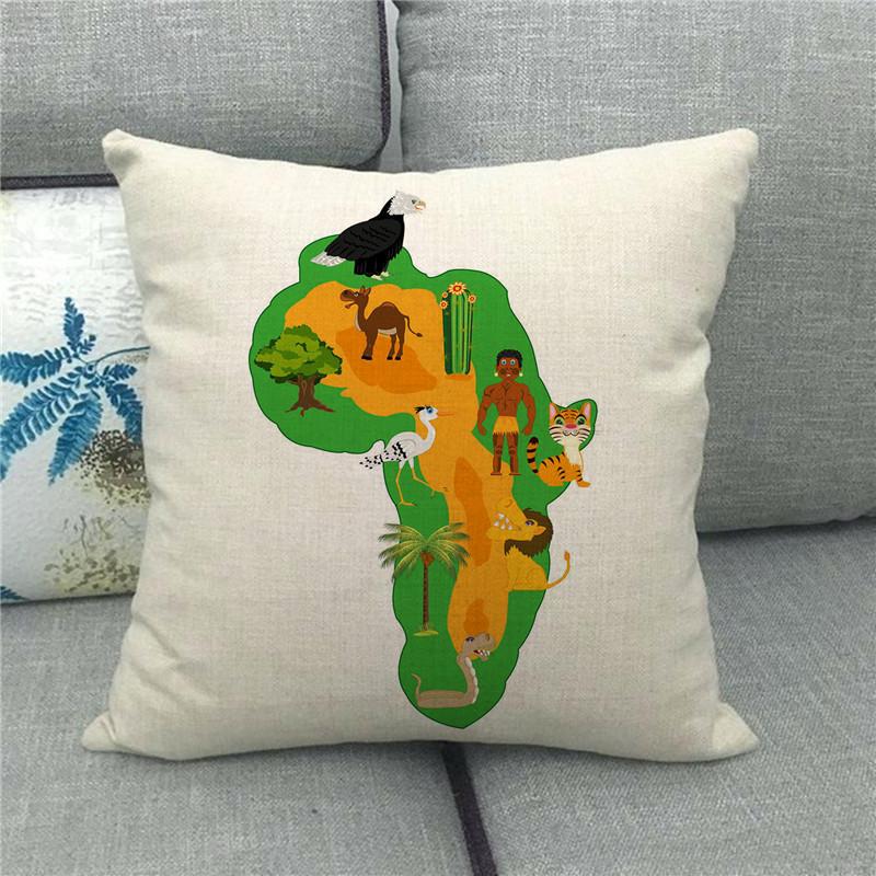 African continent thumbnail Digital printing short plush pillow covers for car sofa office cushion cover home goods 60x60cm