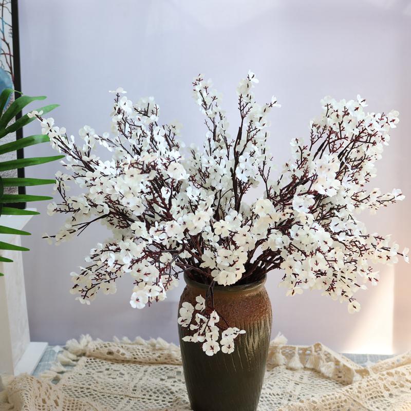 White Artificial Flowers Cherry Blossoms Gypsophila Fake Plants DIY Wedding Bouquet Vases for Home Decor Faux Christmas Branch