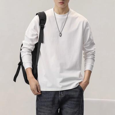 Solid Color Soft High Quality Fabric Wrinkle-resistant Men's Street Sports Casual Breathable Loose Fashion Trend Comfortable Long Sleeve Tops