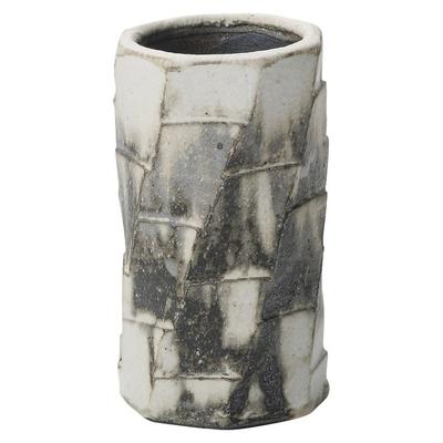 Marui Seito Shigaraki Ware Hechimon Vase Blumenvase Einzelblumenvase Weiß Schwarz Geschabte Keramik MR-M137