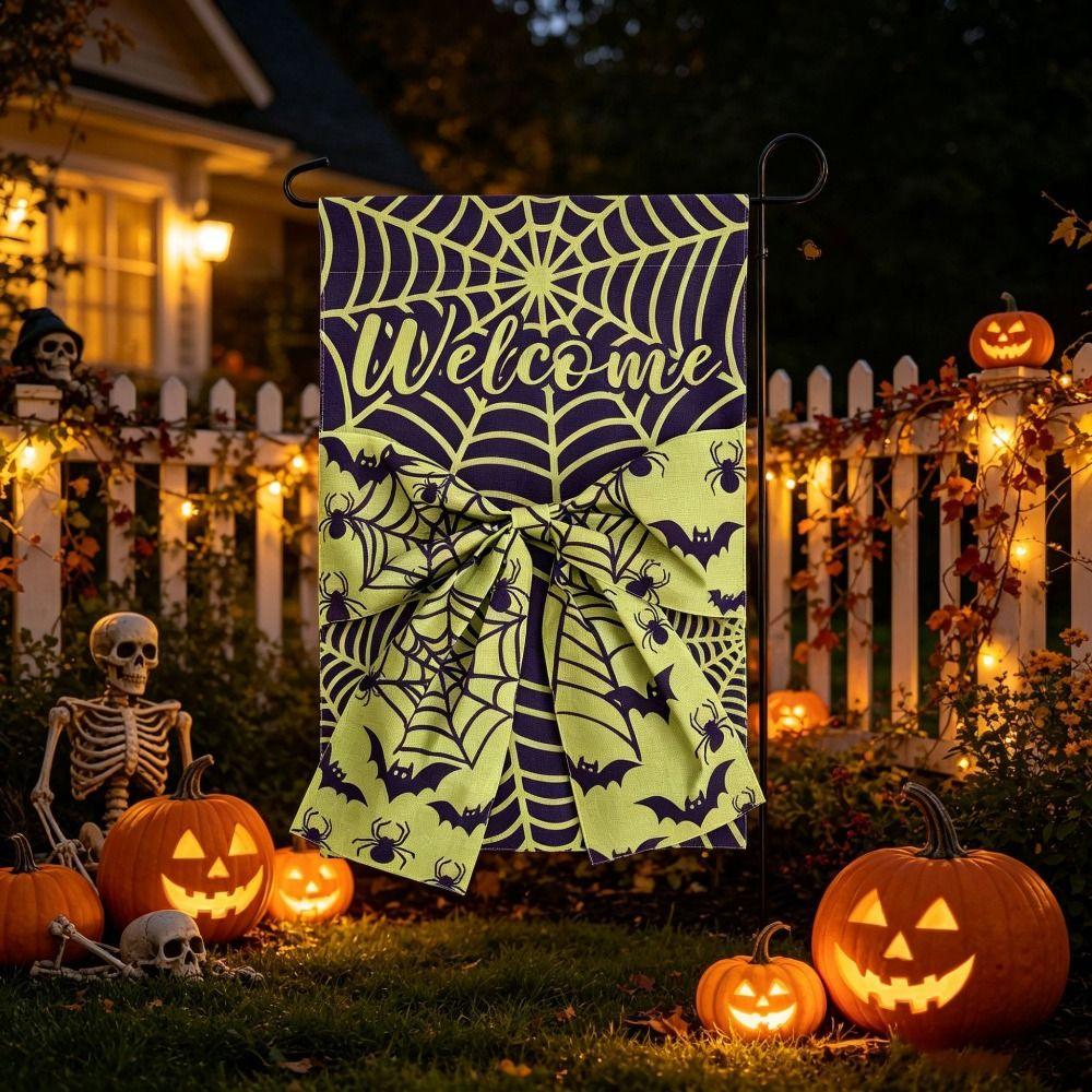 Washable Halloween Garden Flag Cloth Fall Garden Flag Multipurpose Autumn Harvest Flag Home Decor