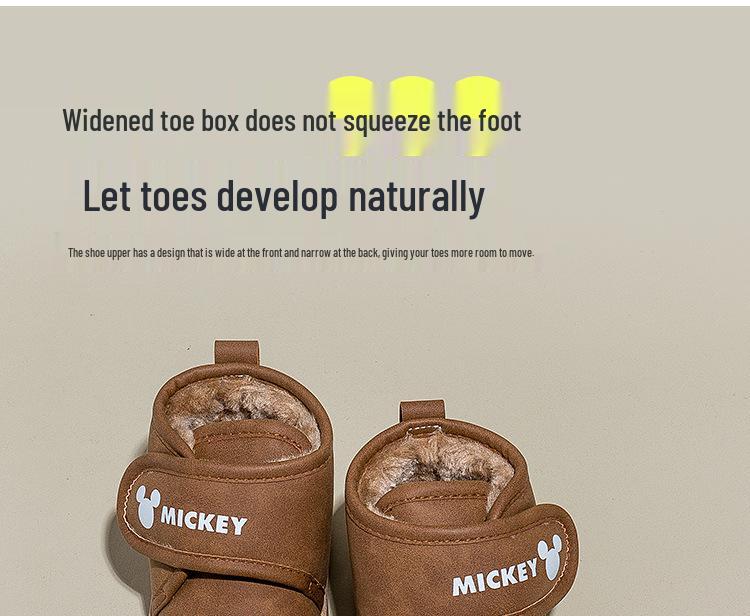 Mickey Children's Waterproof Leather Winter Snow Boots: Warm Cotton, Plus Velvet, Boys' 2025 Style