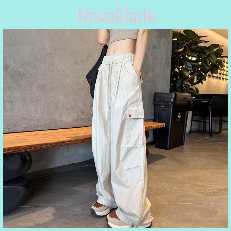 Womens Cargo Pants With Wool Blend Fabric For Casual Spring Summer Wear