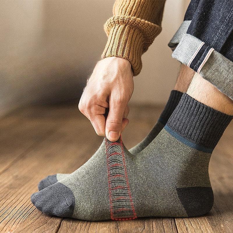 10 Pairs of Men's Spring and Autumn Matching Color Antibacterial and Deodorant Cotton Socks