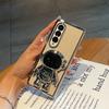 Luxury Clear Phone Case For Samsung Galaxy Z Fold 7 6 5 4 3 5G Fold7 Fold6 Astronaut Electroplated Transparent Kickstand Cover