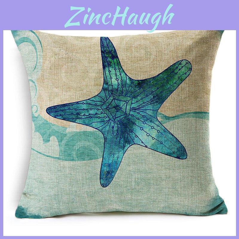 Durable 18" Blue Sea Animal Linen Cushion Cover For Beautiful And Cozy Homes