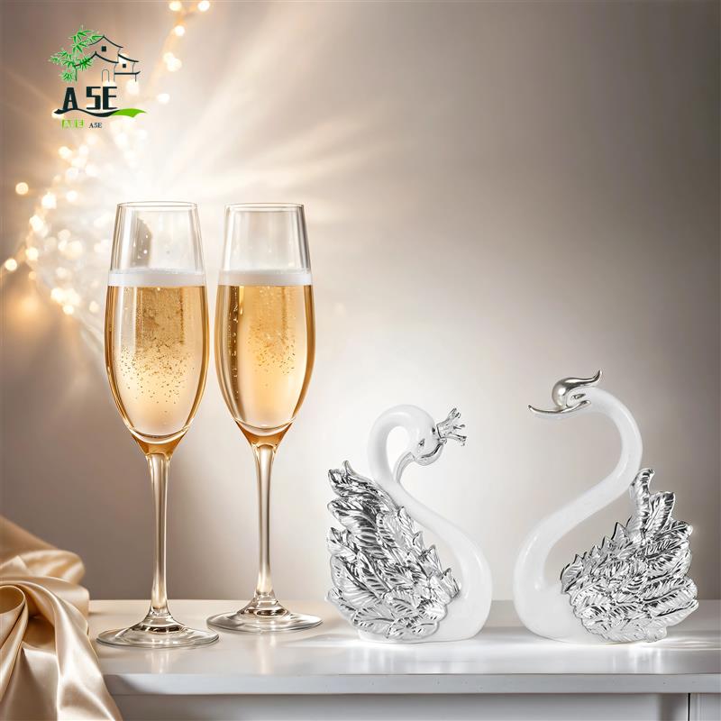 2pcs Swan Model Figurine Collectibles - Swan Cake Topper, Dessert Baking Decor Ornament, Car Interior & Home Decoration