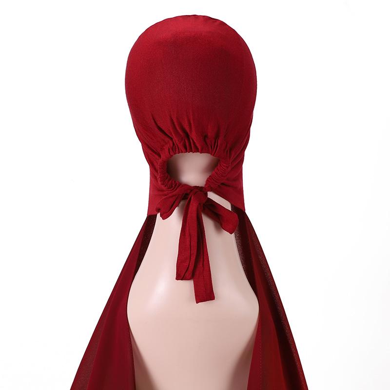 Muslim Instant Hijab Women Bonnet With Chiffon Shawl Head Scarf Cap Inner Headband Stretch Hijab Cover Headwrap Turbante