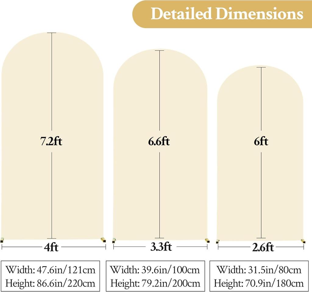 6ft/6.6ft/7.2ft Wedding Arch Cover Double Sided Spandex Fitted Fabric Arch Backdrop For Birthday Party Wedding Arch Decoration