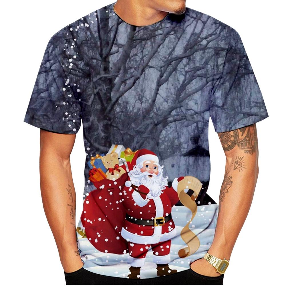 New Fashionable Christmas Casual 3D Printed Popular Personalized Printed T-shirt Santa Claus Parent-child Outfits