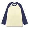 Oversize T-shirt z wkładką na ramię i długim rękawem Damski Wiosna Jesień Amerykański Blok Kolorów Koszulka Bazowa Luźny Dekolt Czysta Bawełna Top