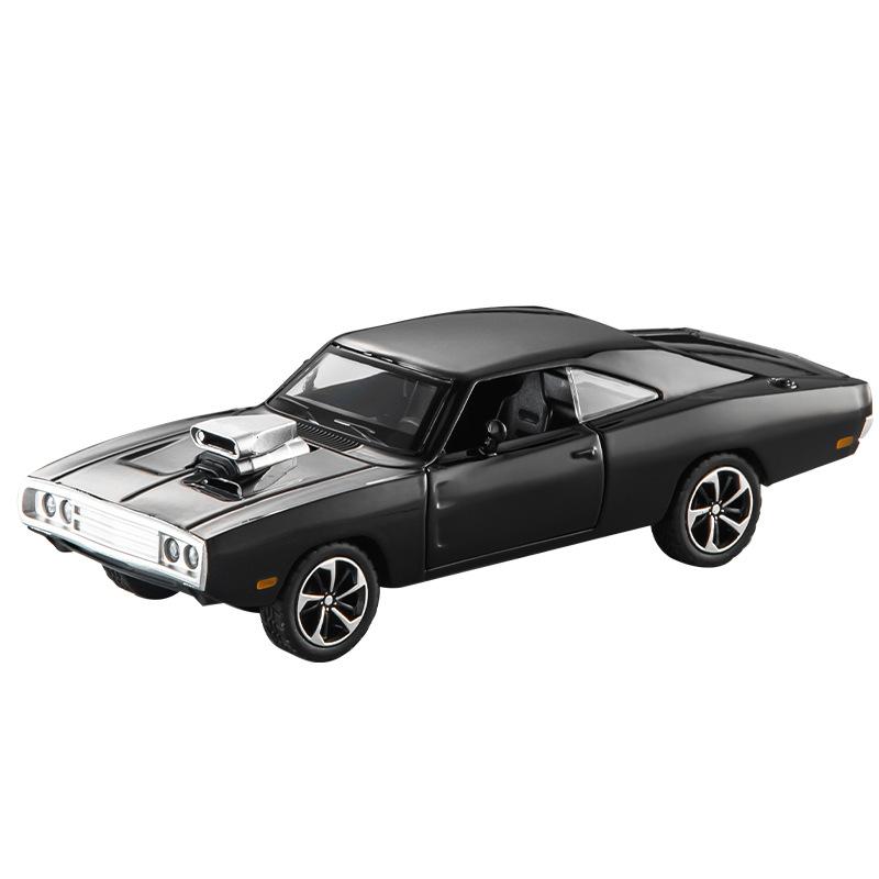 

1/32 Dodge Charger 1970 Модель автомобиля из сплава Звук и свет Инерционный механизм Детская игрушка Коллекционные предметы Подарок на день рождения чёрный