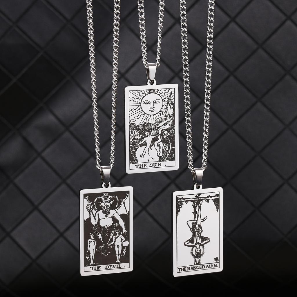 Pendant 22 Tarot Card Retro Fashion Men's Square Card Jewelry Necklace