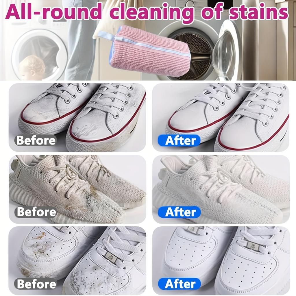 1pc Washing Shoes Bag Padded Net Laundry Shoes Protector Fluffy Fibers Polyester Sneaker Washing Friendly Laundry Bag Drying Bag
