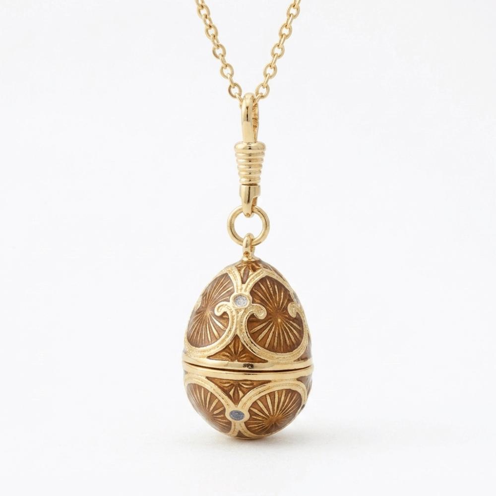 Egg Shaped Enamel Egg Pendant Copper Material Vintage Egg Necklace Zodiac Locket Necklace Women