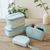 Waterproof Blue Plaid Makeup Bag Oxford Cloth Toiletry Organizer Bag Travel Storage Bag  Travel
