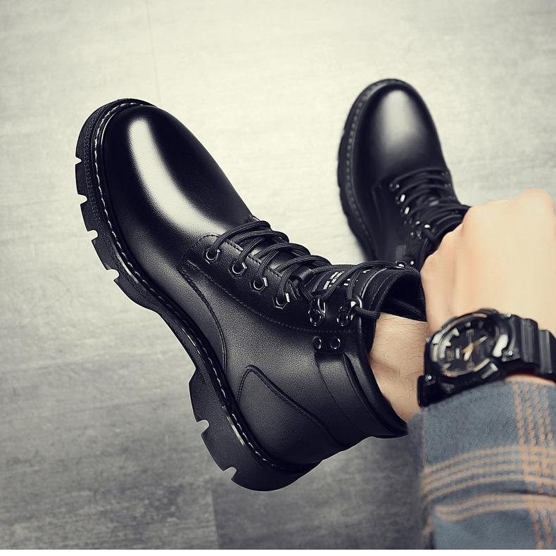 Martin boots men's spring 2025 new high-top British style black tooling motorcycle leather boots spring and autumn casual leather shoes