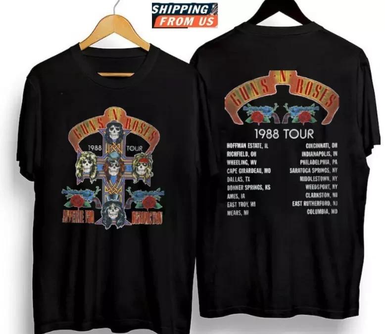 

SALE Vintage Guns N#039 Roses 1988 Tour Cotton TShirt Men Women Full Size S5XL Unisex T-Shirt XXXXL