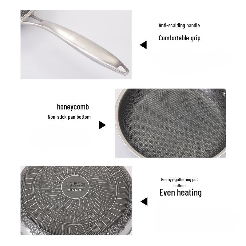 ZISIZ Stainless Steel Non-Stick Frying Pan