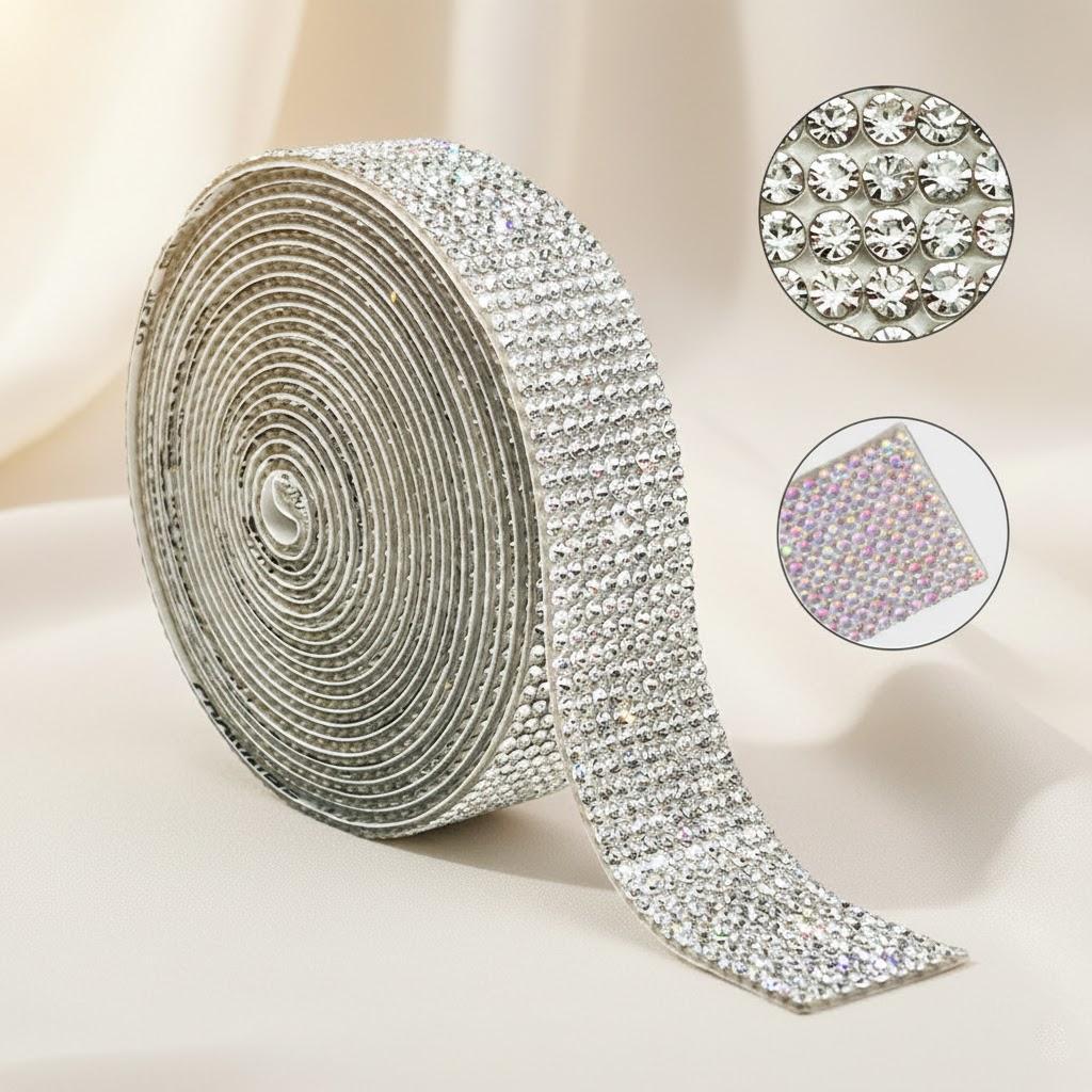 1 Roll Shining Rhinestone Sticker Self Adhesive Diamond Sticker DIY Decorative Stickers 4 8 10 14 Rows for Crafts Scrapbooking