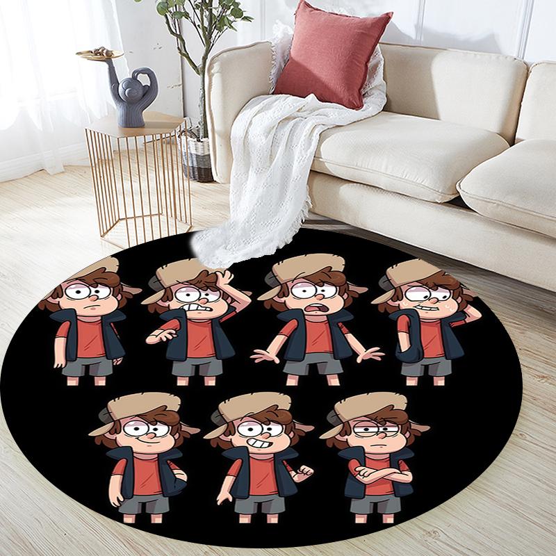 Dipper Pines pattern round rug,Carpet Rug for Living Room Bedroom Playroom ,Non-slip Floor Mat,Holiday Gifts and Birthday Gifts.