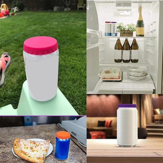 2Pcs Bottle Cover Reusable Silicone Can Lid Cover Leak-Proof Soda Beer Bottle Stoppers for Home Refrigerator