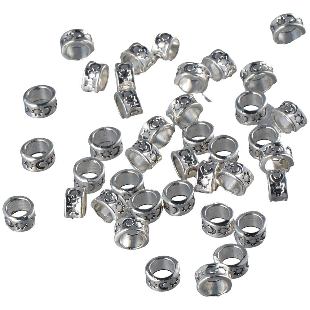 

100pcs Antique Silver Column Spacer Beads Alloy Rondelle Beads Accent Beads Tube Beads Bracelet