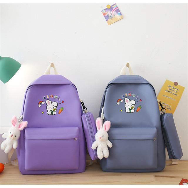 New Style High School Student Four-piece Set Backpack Junior High School Student High Appearance Value Backpack Children's Handbag Remedial Bag