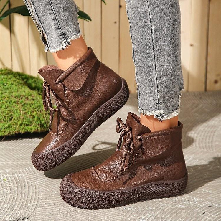 Fashion Women Boots Breathable Single Shoes Spring Car Suture Strap Oxford Lace Up Shoes Fashion Comfortable Increase Non-slip Boots
