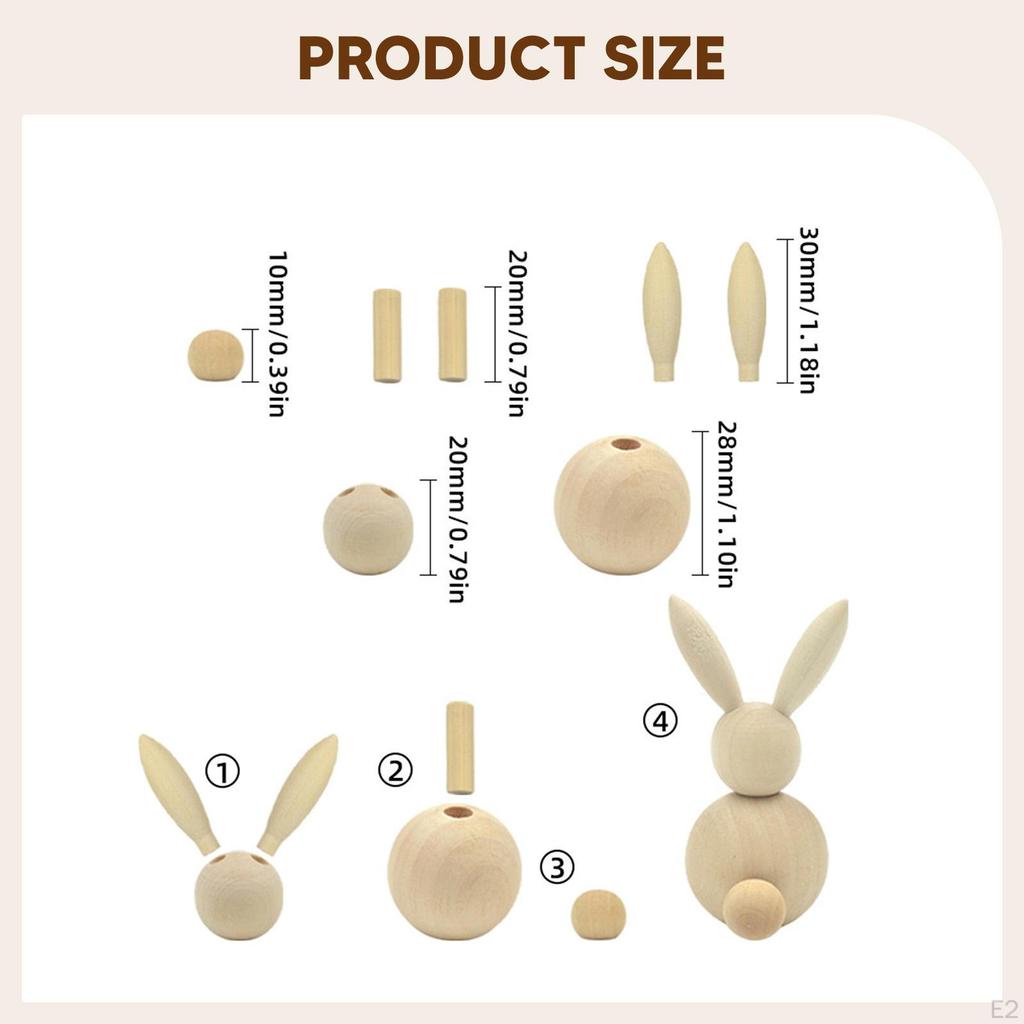 10Pcs Easter Unfinished Wooden Peg Dolls Figures Doll Figurines for Holiday Arts Craft