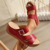 Fashion Vintage Slip On Soft Sole Wedge Heels Sandals Women Metal Buckle Decoration Slippers Women 2025 Casual Driving Beach Shoes