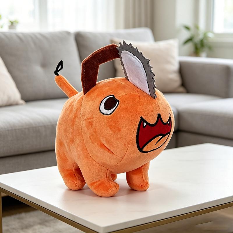 Süßes orangefarbenes Mini-Stofftier Flauschiges Sägekopf-Design Weiche Stofftierpuppe Sammlerstück Geschenk für Kinder Schreibtischdekoration