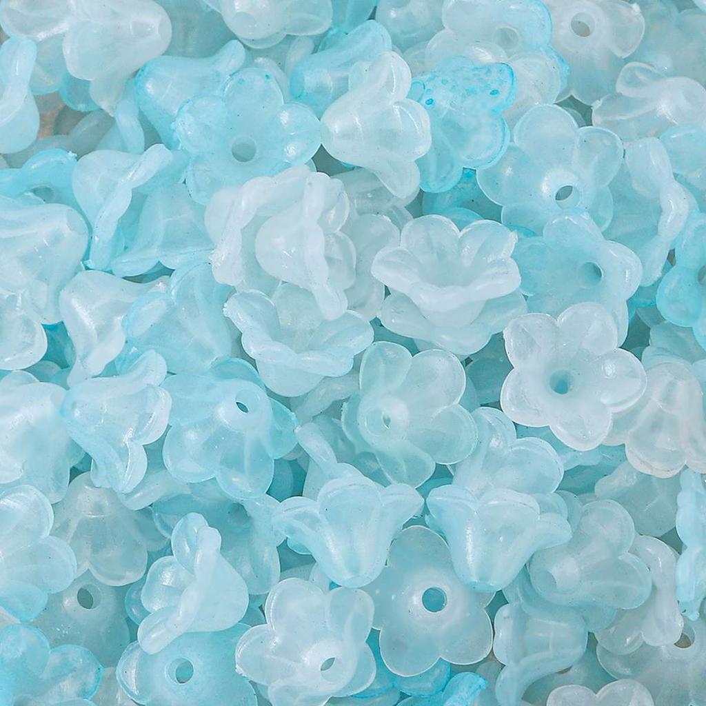 500g Acrylic Bellflower Beads Gradient AB Colorful Charm Trumpet Flower Pendant for DIY Jewelry Making Earrings Accessories