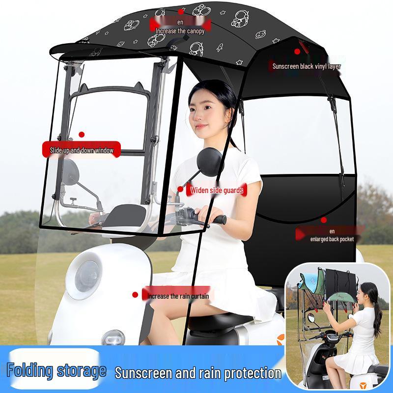 Rozkładana markiza i osłona przeciwdeszczowa do motocykli i trójkołowców.