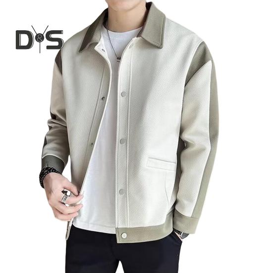 

Мужская куртка с лацканами и длинным рукавом, цветная куртка в стиле пэчворк, пальто с карманами, застежка на пуговицы, повседневная верхняя одежда на весну и осень M абрикосовый