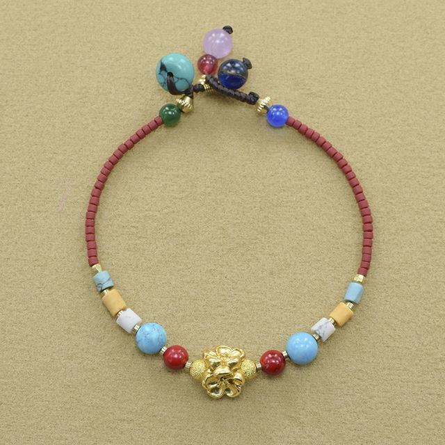 New Ethnic Style Retro Woven Fashion Women 'S Bracelet Adjustable Gemstone Beaded Antique Charm Yoga Bracelet Female Jewelry