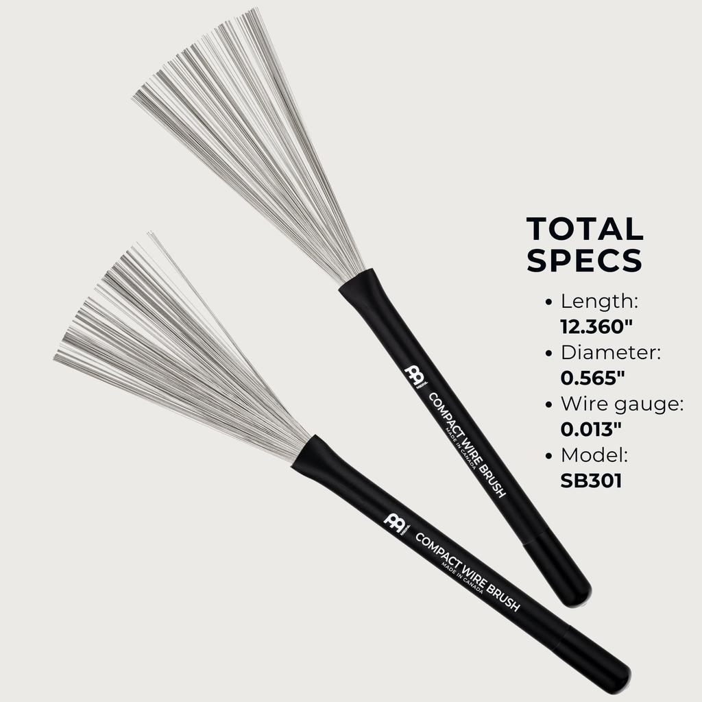 MEINL Stick & Brush Compact Wire Brush with Rubber Grip SB301