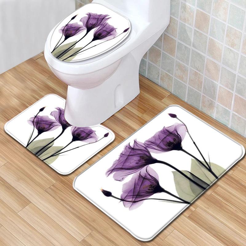 Sunflower Toilet Three-Piece Floor Mat Bathroom Three-Piece Carpet Doormat