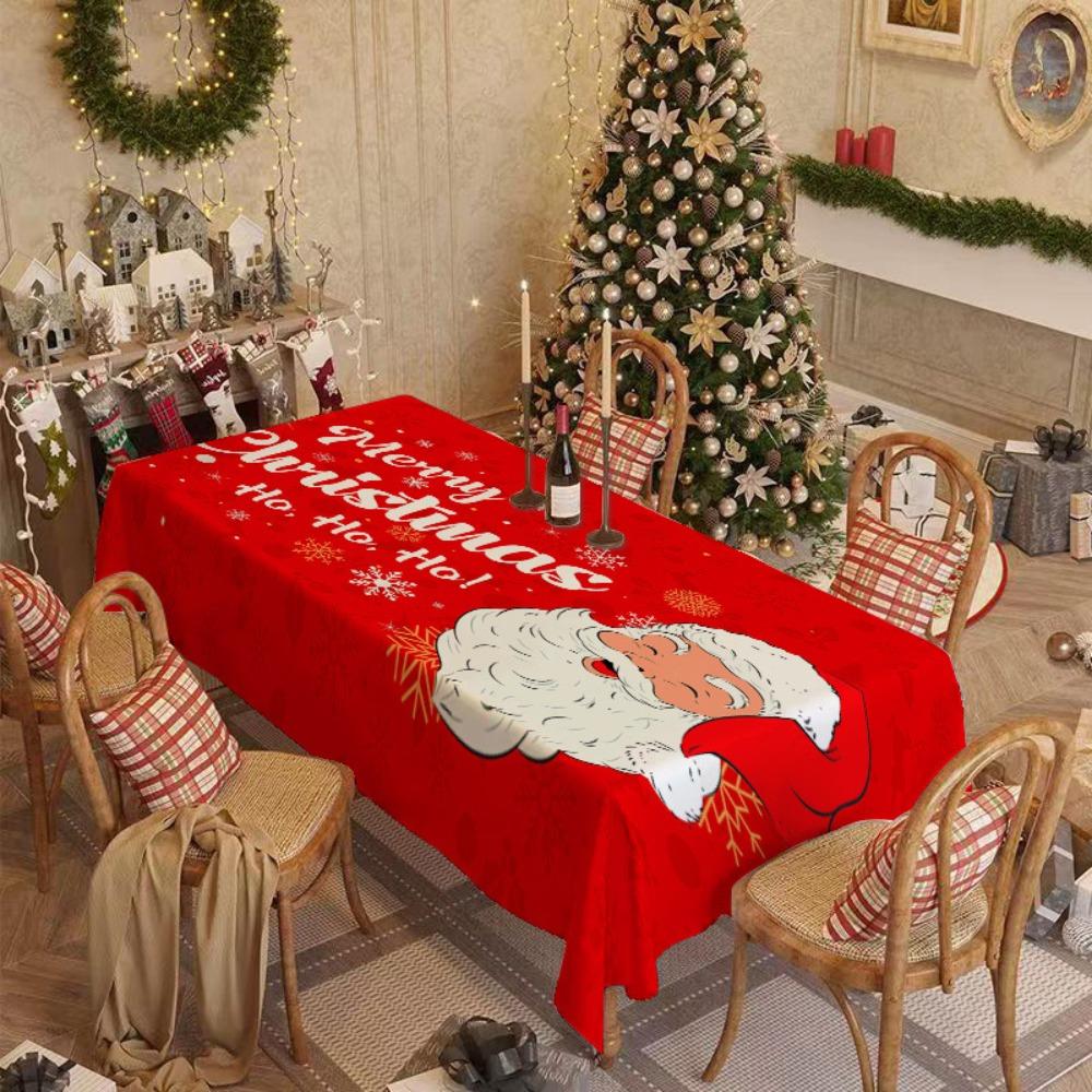 Christmas Tablecloth Red Festive Decor for Living Room Dining Table Rectangular Holiday Atmosphere
