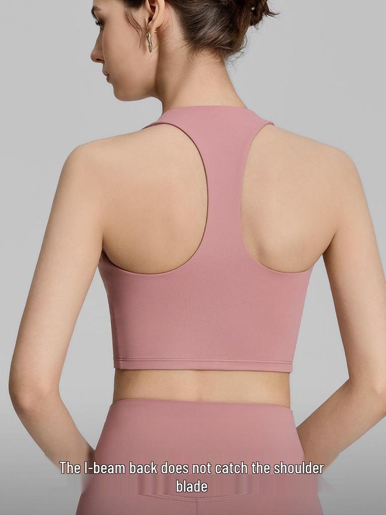 Spring Women's V-neck Sports Bra & Halterneck Yoga Tank Top with Fixed Cups - Supports Underarm Fat